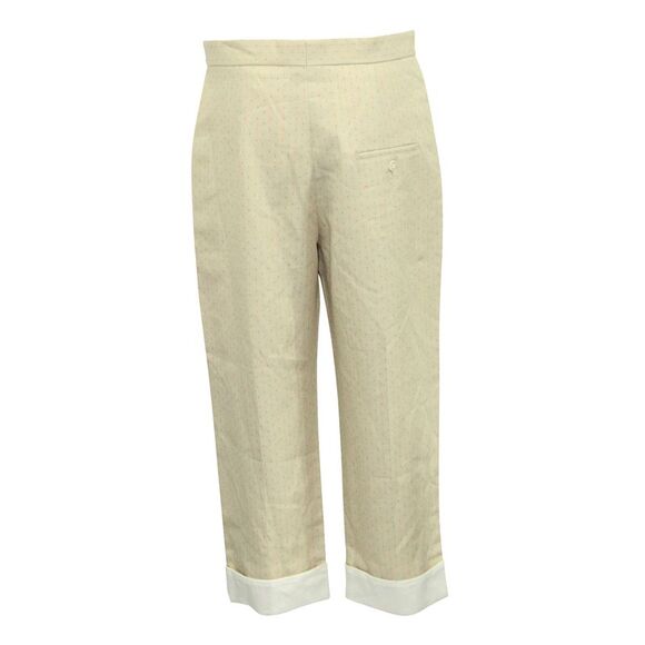 Sandro Paris Cropped Pants Multicolored Polka Dot Women Beige Carrot Pants - Picture 3 of 7